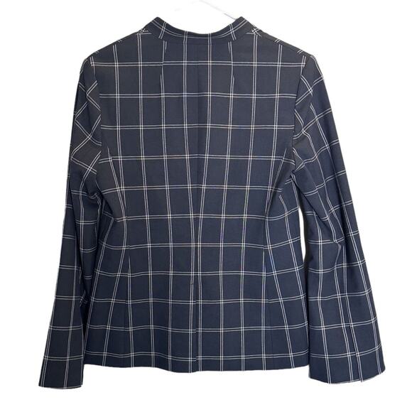 Banana Republic Womens Navy Blue Window Pane Flare Sleeve Blazer Career Size 2 - Picture 4 of 6